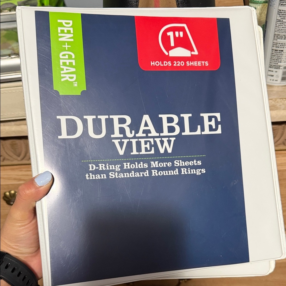 PEN+GEAR Durable View 1" D-Ring Binder - Navy & White